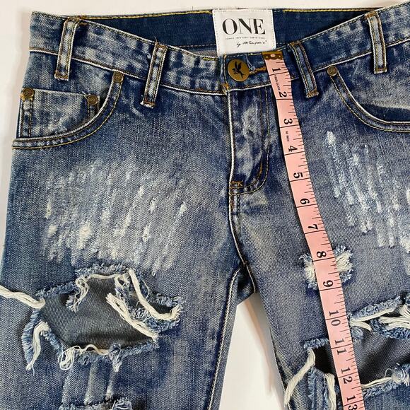 One Teaspoon Women's Trashed Freebirds Distressed Skinny Jeans Size 24 - Picture 11 of 16